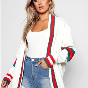 Boohoo red & green cardigan